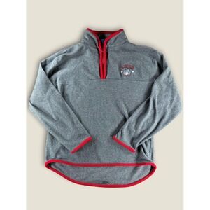 Disney Pooh 100 Acre Collection Eeyore Quarter Zip Fleece Gray Red Mens Medium